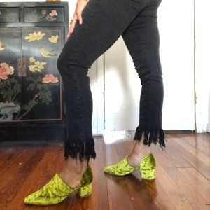 Earl Jeans fringe hem black stretch flares